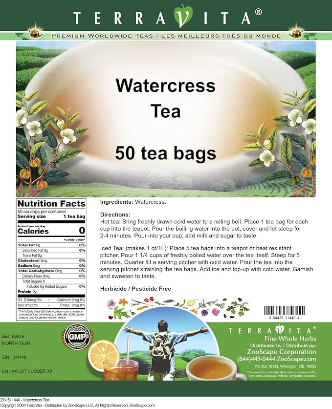 Watercress Tea (50 tea bags ZIN: 511440) - 3 Pack