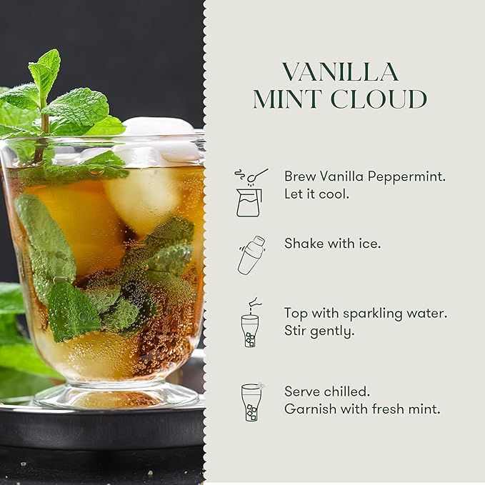 Luxmi Estates Vanilla Peppermint Organic Peppermint Tea (50 Tea Bags) Caffeine Free Tea Bags For Relaxing Calming and Stress Relief With Certified Organic Herbal Tea