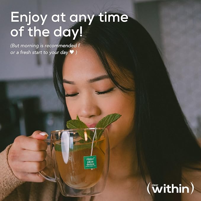 Clear Within Skin Detox Tea – 6 Natural Ingredients for Glowing Skin Supports Digestion &amp Gut Health Promotes Relaxation Detoxifies Naturally