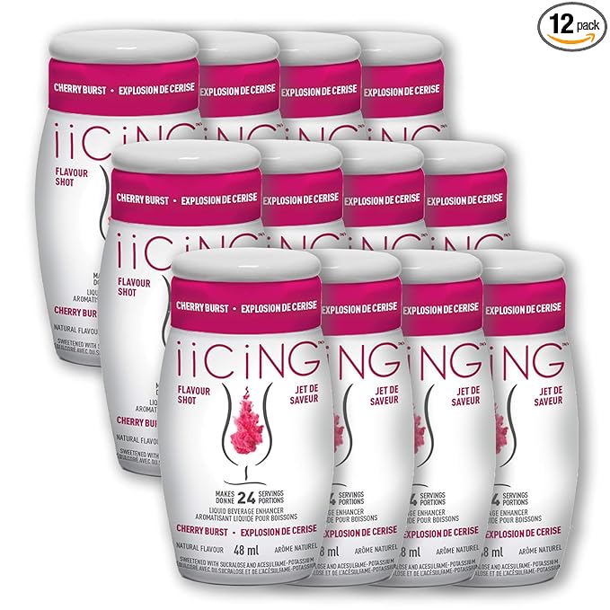 iiCiNG Flavour Shot – Cherry Burst – All Natural flavours | Zero Calories | 1 bottle | 48ml | 24 servings | You’re in control of your own flavour | All you need to do is squirt | 12 pack