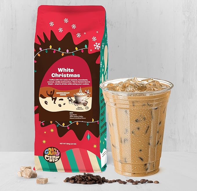 Crazy Cups Flavored Ground Christmas Coffee White Christmas Coffee For Brewing Flavored Hot or Iced Coffee 10 oz Bag (Pack of 3)