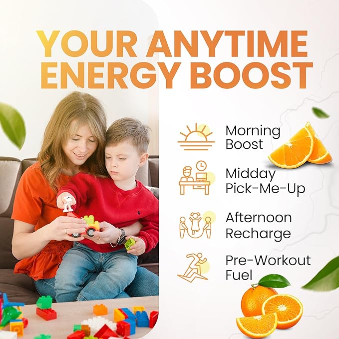 Morning Buzz Energy Drink Powder - Energy Boost Drink Mix - Sugar-Free Energy with Antioxidants - Morning Kickstart and Sports Nutrition Endurance Product - 30 Servings Orange Burst 8 Ounces