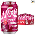 Nixie Organic Zero Sugar Soda NEW Cherry Cola Healthy Soda Pop Non-GMO 0 Sugar 0 Calories 40mg Caffeine 12oz Cans (12 Pack)