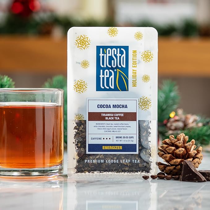 Tiesta Tea - Santa's Bag Tea Gift Set High to Non-Caffeinated Assorted Blends 5 Individual Resealable Pouches for Hot &amp Iced Brews Variety Pack Black Rooibos and Herbal