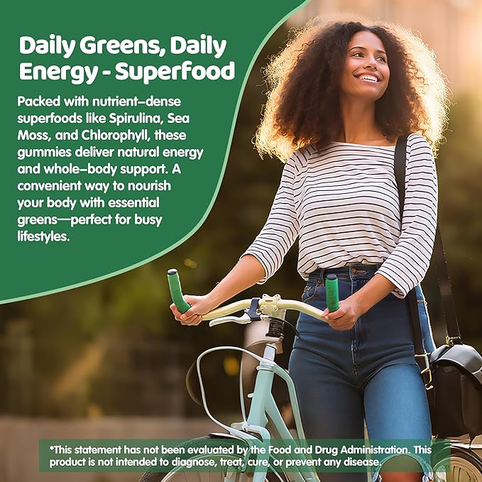 Organic Blue Spirulina Chlorella Gummies 13-in-1 Super Greens &amp Superfoods Spirulina 2500mg Enhanced Daily Energy with Sea Moss Chlorophyll GLA Gluten Free 60 Vegan Gummies