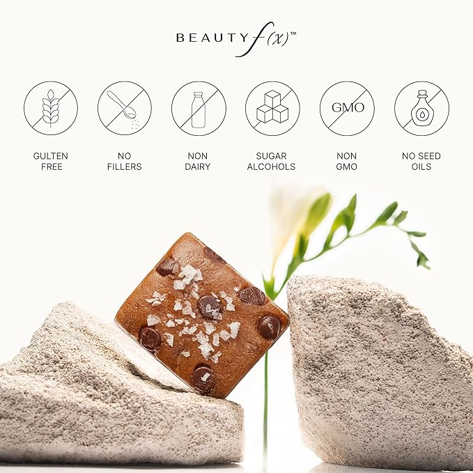Beauty f(x) Protein Beauty Bites - Collagen Bars – Salted Peanut Butter &amp Chocolate Chip Collagen Protein Bars for Women – 10g Protein 120 Calories No Added Sugar – Supports Skin Hair and Nail