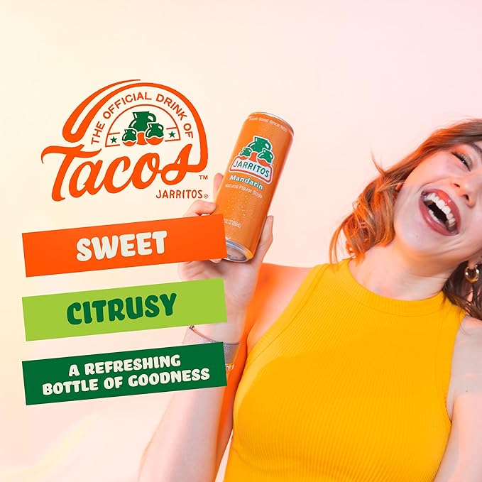 Jarritos Variety Pack of 16-12 oz Cans Authentic Mexican Soft Drink 8 Cans of Refreshing Mandarin Flavor and 8 Cans of Refreshing Grapefruit Flavor