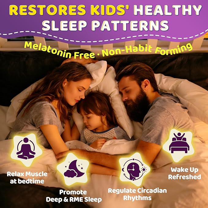 Kids Sleep Gummies- Magnesium Glycinate with Vitamin B6 D3 L-Theanine GABA Chamomile Saffron Methylate B12 for Peaceful Sleep Relax Brain &amp Muscle Bedtime Unwind Melatonin Free120 Cts