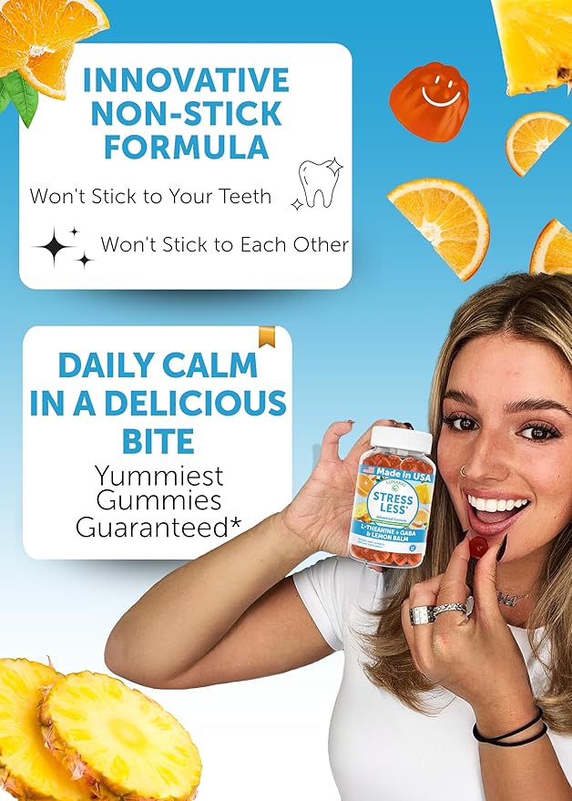 Lunakai USA Made Calm &amp Stress Relief Gummies – Delicious GABA + L-Theanine Calming Supplement for Adults &amp Kids – Natural Stress Support - 3 Pack