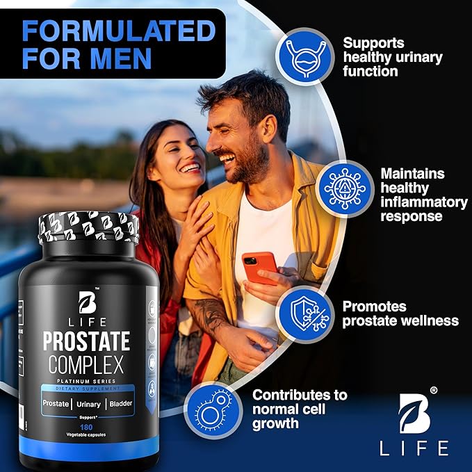 Prostate Supplement for Men 180 Caps with Saw Palmetto Pumpkin Seeds Extract Stinging Nettle. B Life Prostate Complex (Prostate Platinum)