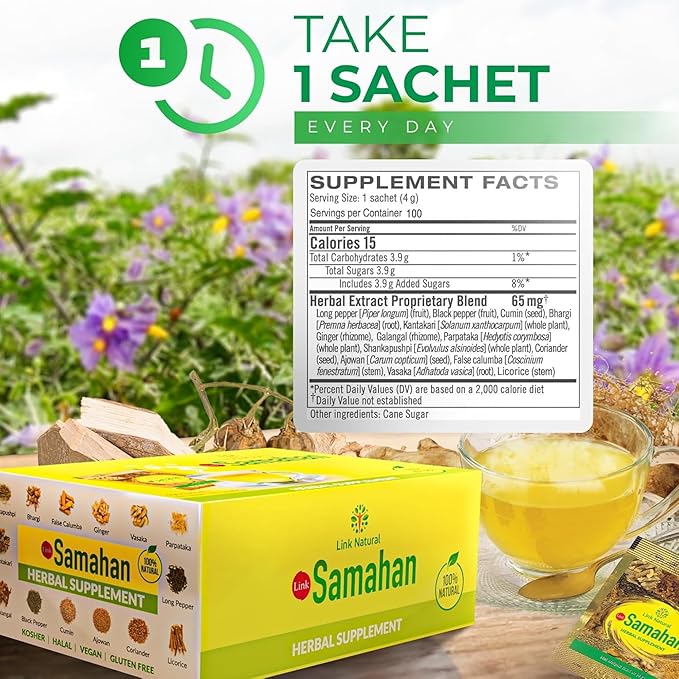 SAMAHAN Ayurvedic Herbal Tea Packets - Sri Lankan Ceylon Blend with 14 Natural Herbs Including Ginger Black Pepper &amp More Herbal Tea Bags for Wellness Relaxation &amp Daily Comfort - 100 Count