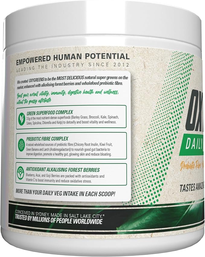 EHP Labs OxyGreens Super Greens Powder with Spirulina &amp Chlorella Prebiotic Fiber Probiotics &amp Digestive Enzymes – Antioxidant Green Superfood Supplement - 15 Serves (Pineapple)