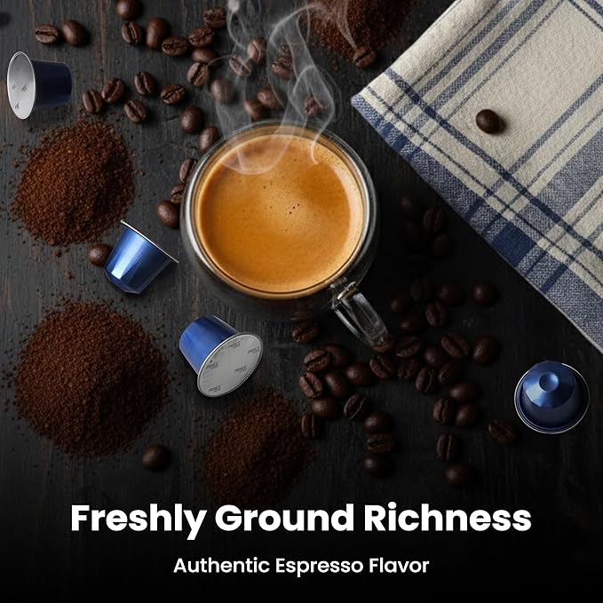 Prince Caffe Espresso Pods – Premium Intensity 8 Medium-Dark Roast The Espresso Coffee Pods Are Compatible with Nespresso Original Line Machines 30 Count (3 x 10 Capsules) Premium Quality Coffee Ca