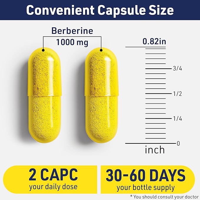 AgeImmune Berberine 1000mg Supplement Complex with Inulin Prebiotic - Berberine HCL 500mg per Capsule - Doctor Formulated and Third Party Tested Berberine Supplement