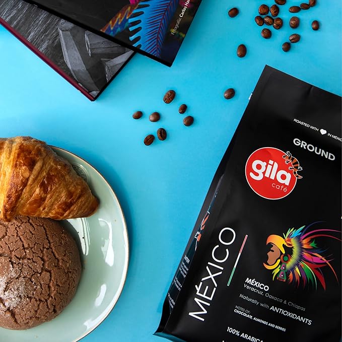 gila café Ground Coffee Medium Roast Mexico 32oz (1-Pack) - 100% Mexican Arabica Bean Coffee Grounds - Made with Coffeeberry - Chocolate Almonds Berries Notes