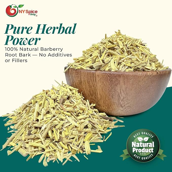 NY Spice Shop Barberry Root Bark - Cut &amp Sifted Dried Berberis Vulgaris Herb - Natural Plant-Based Ingredient Botanical Herb For Teas Tinctures &amp Herbal Blends (16 Ounce)