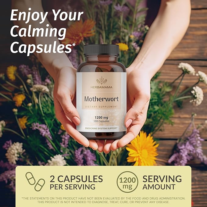 HERBAMAMA Lemon Balm and Rhodiola Kit - Bundle of Lemon Balm Drops 2 Fl Oz &amp 1200mg Rhodiola Rosea Capsules - Vegan Non-GMO Alcohol &amp Gelatin-Free - 2 Pack