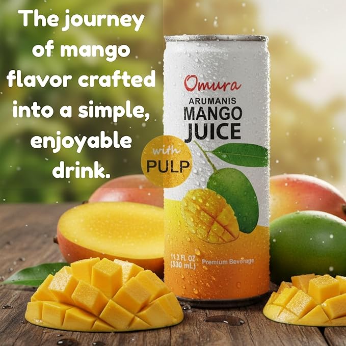 Omura MANGO JUICE from Natural Fruit with PULP 11.3 FL. Ounces | 12-Pack