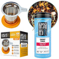 Tiesta Tea - Cherry Punch Herbal Drink and Brewbasket Infuser Bundle Sweet Cherry Herbal Tea Non-Caffeinated 4oz Refillable Tin with 5oz Reusable Stainless Steel Strainer