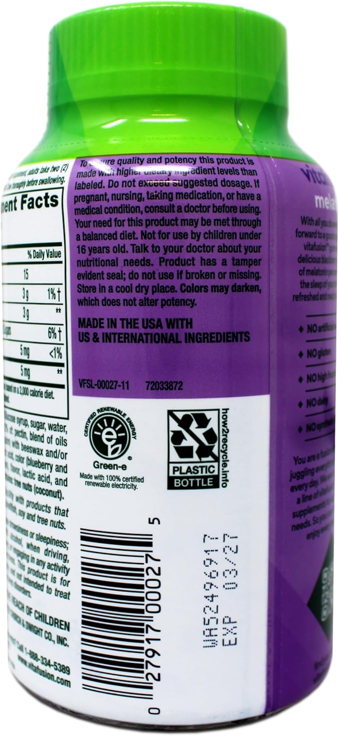 Vitafusion Extra Strength Melatonin 5mg 120 Gummies (Pack of 3)