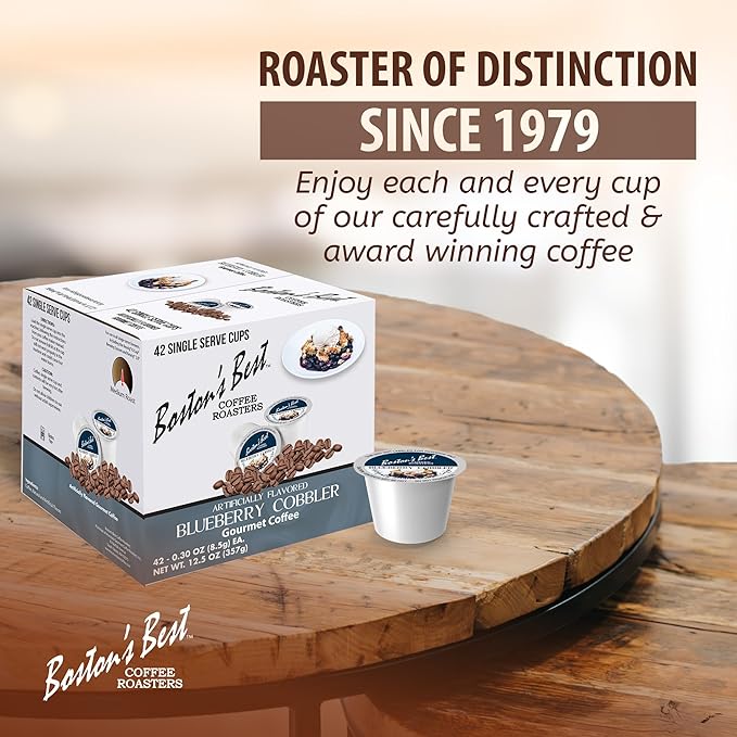 Boston’s Best - Blueberry Cobbler Flavored Coffee Blend Dessert Gourmet Compatible with Keurig Coffee Maker 1 Count (42 Single Serve Medium Roast Cups)