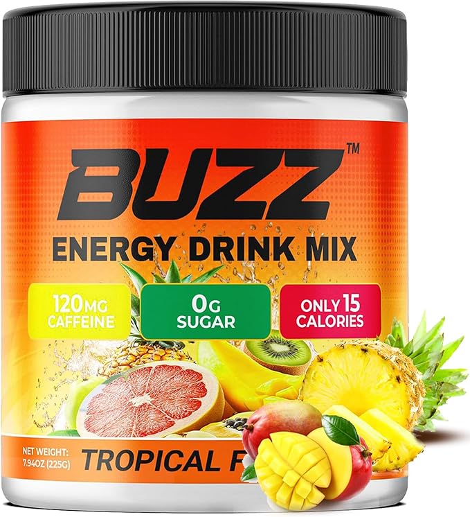 Energy Drink Powder - Energy Boost Drink Mix - Sugar-Free Energy with Antioxidants - Morning Kickstart and Sports Nutrition Endurance Product - 30 Servings 8 Ounces (Tropical Fusion)