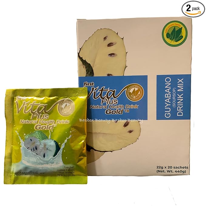 First Vita Plus Natural Health Drink Guyabano Soursop Gold 40 Sachets (2 Boxes)