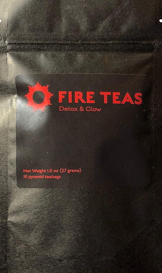 FIRE TEAS DETOX &amp GLOW - Ayurvedic Cleansing Tea - Organic White Tea Turmeric (Curcumin) Ginger Cardamom Cinnamon &amp Saffron - Delicious Fast &amp Effective -