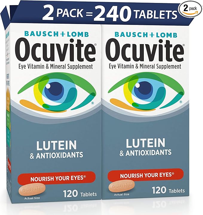 Ocuvite Eye Vitamin &amp Mineral Supplement Lutein &amp Antioxidant Vitamins A C E Zinc for Eye Health Vitamins for Eyes 120 Tablets (Pack of 2)