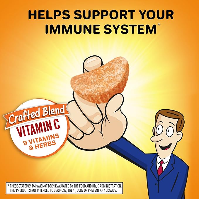 Airborne 750mg Vitamin C Immune Support Supplement Gummies for Adults Zesty Orange Flavor Gluten Free Crafted Blend with Powerful Antioxidants Vitamins A C &amp E 63 Gummies (2 Pack)