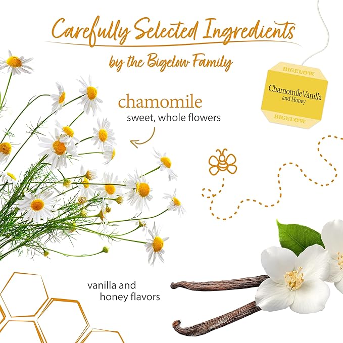 Bigelow Tea Chamomile Vanilla with Honey Herbal Tea Caffeine Free Tea with Chamomile Vanilla 20 Count Box (Pack of 6) 120 Total Tea Bags