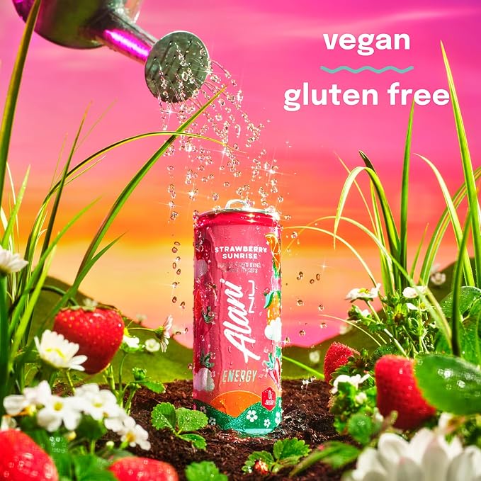 Alani Nu STRAWBERRY SUNRISE Sugar Free Low Calorie Energy Drinks 200mg Caffeine Biotin B Vitamins Zero Sugar 10 Calories 12 Fl Oz Cans 12 Pack