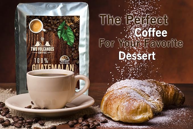 Two Volcanoes Ground Coffee - Dark Roast Espresso Blend - 2 lb bag - Guatemala Delicious Gourmet Coffee. Great for French Press. Get The Kick Enjoy The Smoothness!