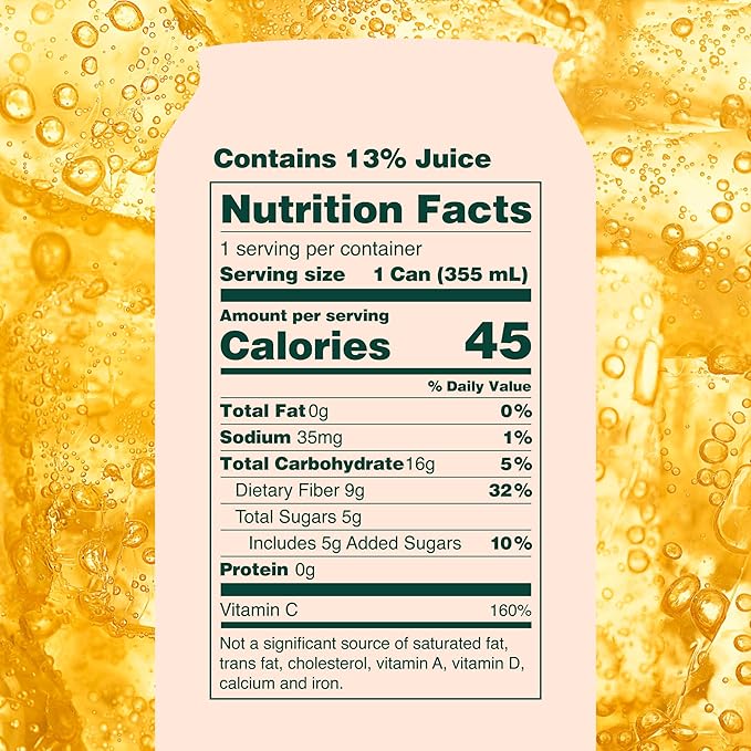 OLIPOP Prebiotic Soda Pop Orange Squeeze A New Kind of Soda Packed with Prebiotics Fiber and Botanicals Gluten Free GMO Free 12oz (12-Cans)