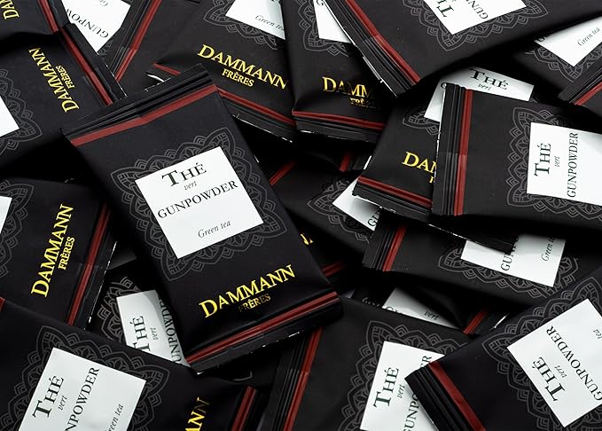 Dammann Freres Satchets Gunpowder Green Tea Bags Premium Gourmet French Tea Individually Wrapped 24 Count (Single Pack)