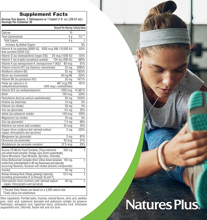 Natures Plus Source of Life Liquid Tropical Fruit - 30 fl oz Pack of 2 - Multivitamin &amp Mineral Supplement - Gluten Free Vegetarian - 60 Total Servings