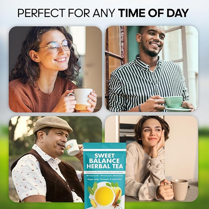 Zyzven Naturals Sweet Balance Herbal Tea - Ginger Amla Cinnamon Lemon Peel Blend - 30 Servings 80g Loose Leaf Tea for Daily Wellness &amp Blood Sugar Support Tea