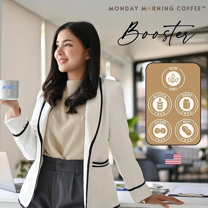 Monday Morning Coffee | Enhance your favorite coffee with Energy &amp Focus | Colombian Instant Coffee | Red Korean Ginseng | 15 Instant Coffee Packets