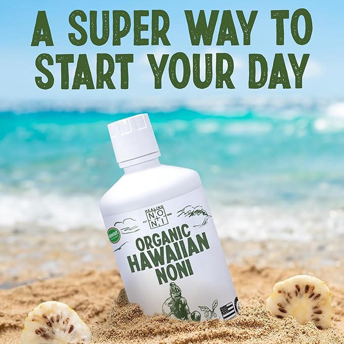Healing Noni - 1-Pack Plastic Bottle 32oz - 100% Pure Hawaiian Organic Noni Juice - USDA Certified Organic