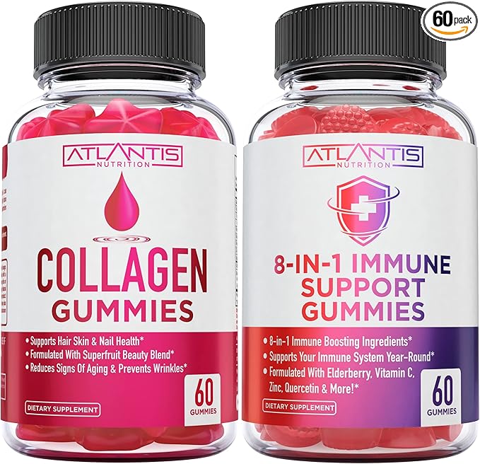 Atlantis Nutrition Collagen 60 Gummies + 8-in-1 Immune Support 60 Gummies