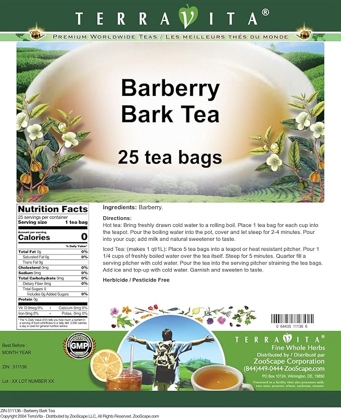 Barberry Bark Tea (25 tea bags ZIN: 511136) - 3 Pack