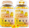 Sugar Free Turmeric Curcumin Filled Gummies 550mg for Adults Ginger &amp Black Pepper | 95% Curcuminoids w/Prebiotic Probiotic &amp Postbiotic Blend Support Immune &amp Digestive Health Vegan