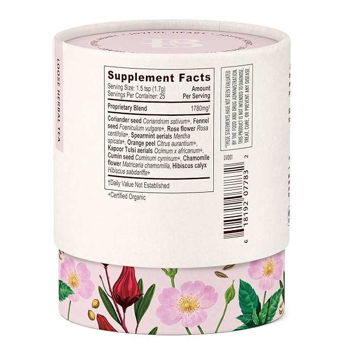 Banyan Botanicals Joyful Heart CCF Tea Loose Leaf Organic Herbal Tea Uplifting and Aromatic with Hibiscus Tulsi and Rose 1.5 oz. Non-GMO Sustainably Sourced