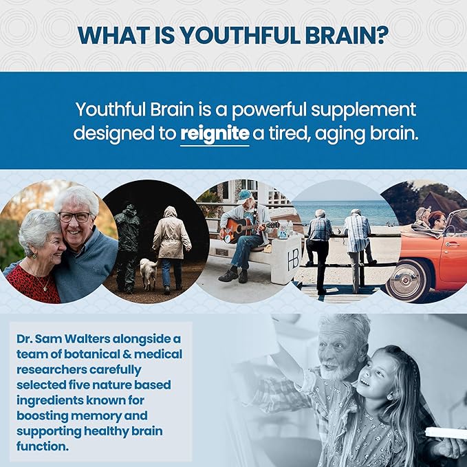 Youthful Brain 2 Bottle Bundle - Memory &amp Brain Health Support Supplement - Brain Booster Clarity with Bacopa Monnieri Ginkgo Biloba B12-60-Day Supply (120 Count)