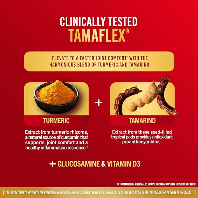 Move Free Advanced 5-Day Joint Support Supplement with Turmeric Curcumin &amp Tamarind (TamaFlex) Glucosamine &amp Vitamin D3 for Joint Health Bone Strength Cartilage and Knee Range of Motion. 9