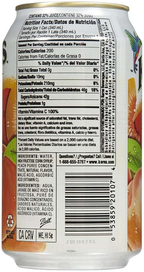 Kerns Nectar Peach Soda 11.5 oz 24 pk