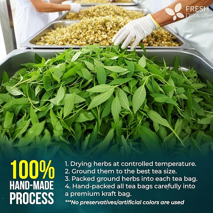 FreshDrinkUS Tulsi Sleep Tea Bags | 75 Tea Bags | Herbal Blend with Tulsi Holy Basil Chamomile Gotu Kola Ashwagandha &amp Peppermint | Naturally Caffeine-Free Relaxing Evening Herbal Tea. Vegan