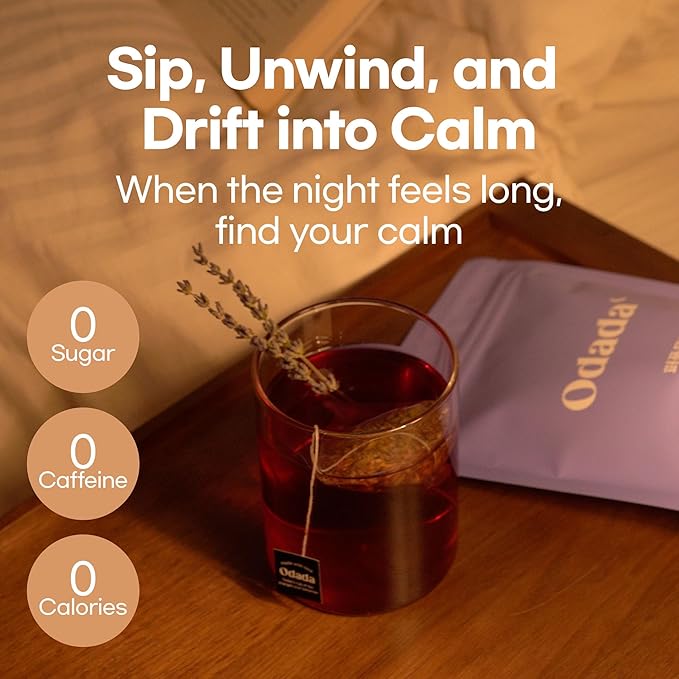 Odada Purple Moon Tea - Lavender Chamomile &amp Korean Purple Carrot Calming Herbal Blend for Nighttime Relaxation Antioxidant-Rich Caffeine-Free 24 Tea Bags