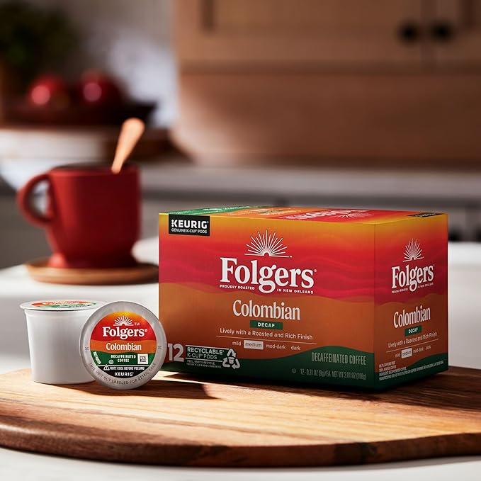 Folgers Colombian Decaf Medium Roast Coffee 72 Keurig K-Cup Pods