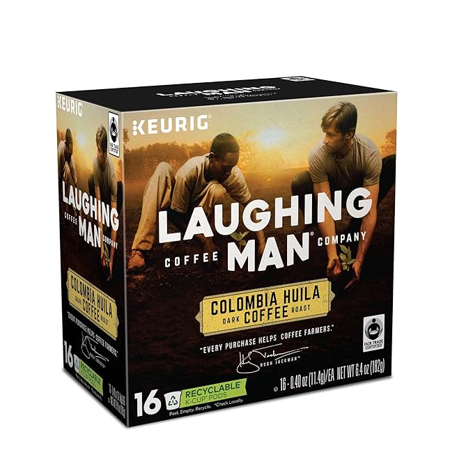 Laughing Man Columbia Huila Single-Serve Keurig K-Cup Pods Dark Roast Coffee 16 Count